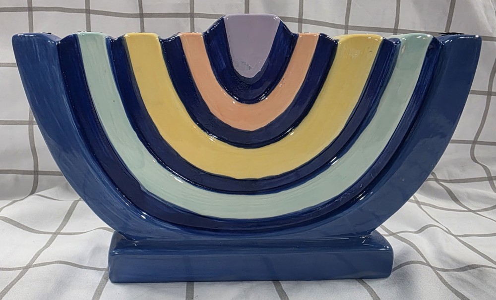 Ceramic Menorah; Tree Design With Sturdy Candle Holders
