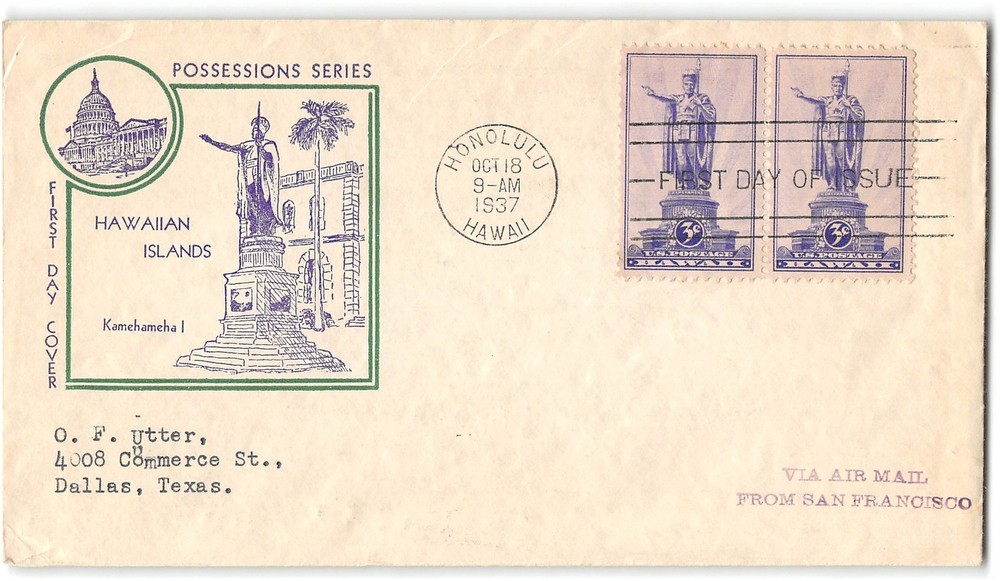US #799 FDC, 1937, Fidelity