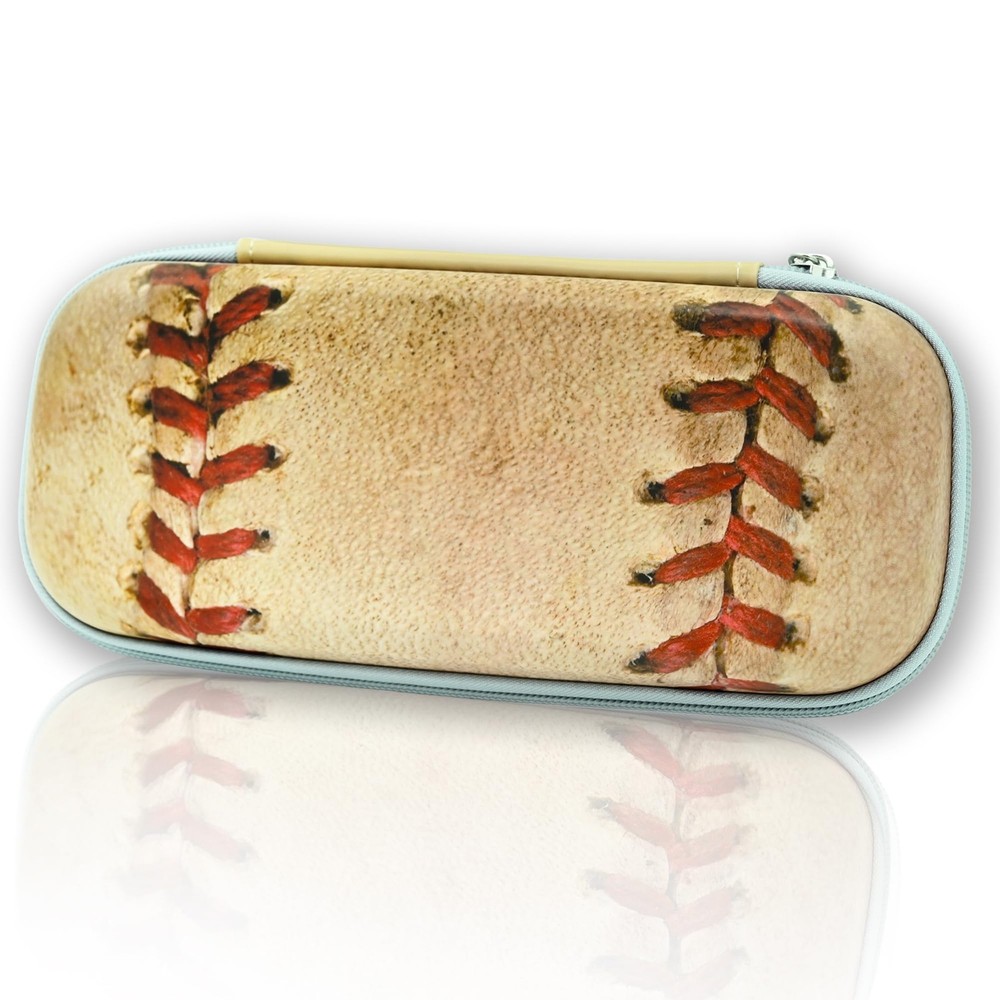 Baseball Pencil Box, Multi Compartment Desk Organizer, Brown