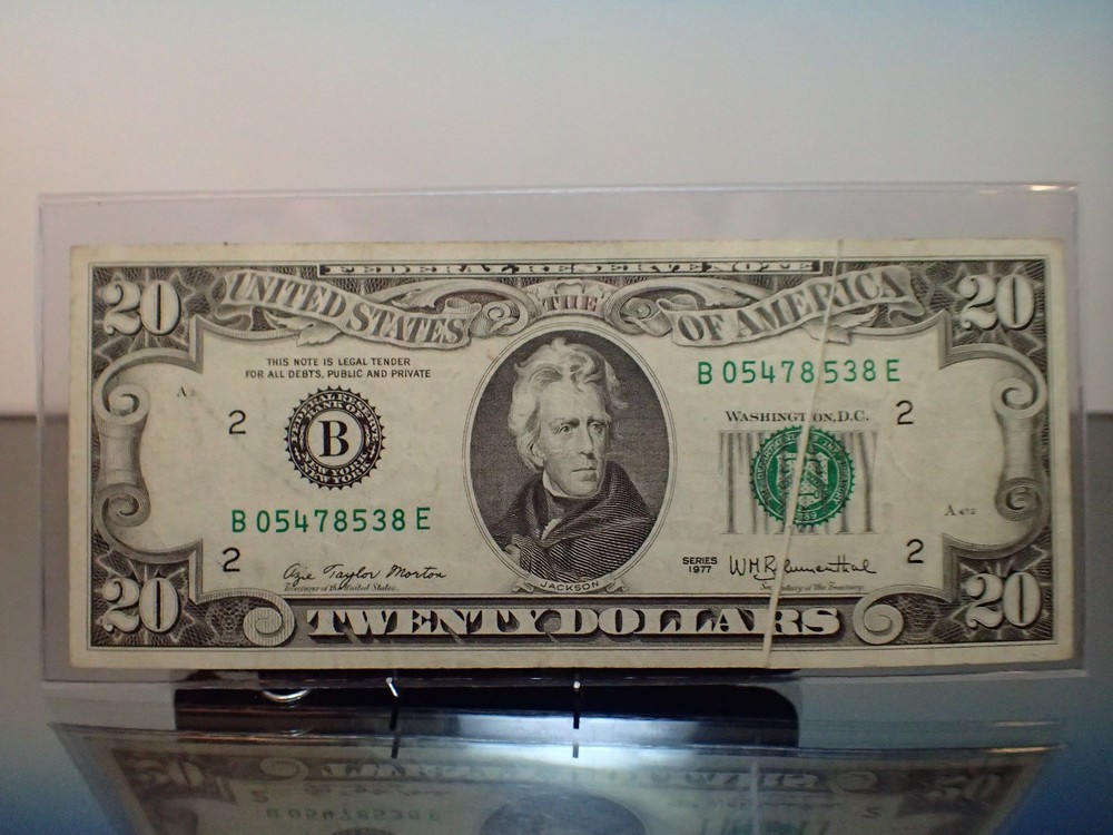 1977 $20 Gutter Fold Error Runs thru Serial and Seal On Both Obverse and Reverse