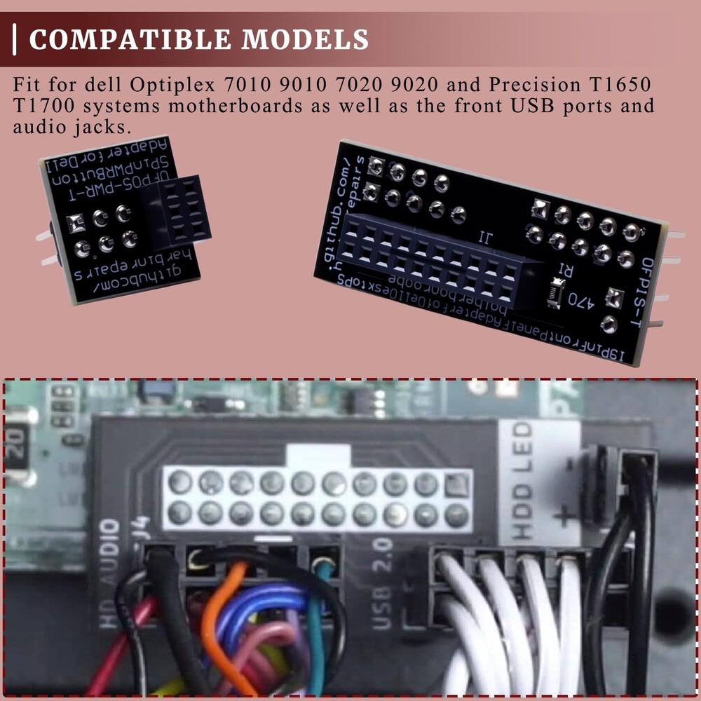 Front Panel Header Adapter Compatible with Dell Optiplex 7010 9010 7020 9020 ...