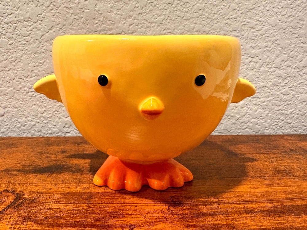 Hallmark Yellow Ceramic Chick Candy Dish / Planter Bowl – 5" | Easter Decor