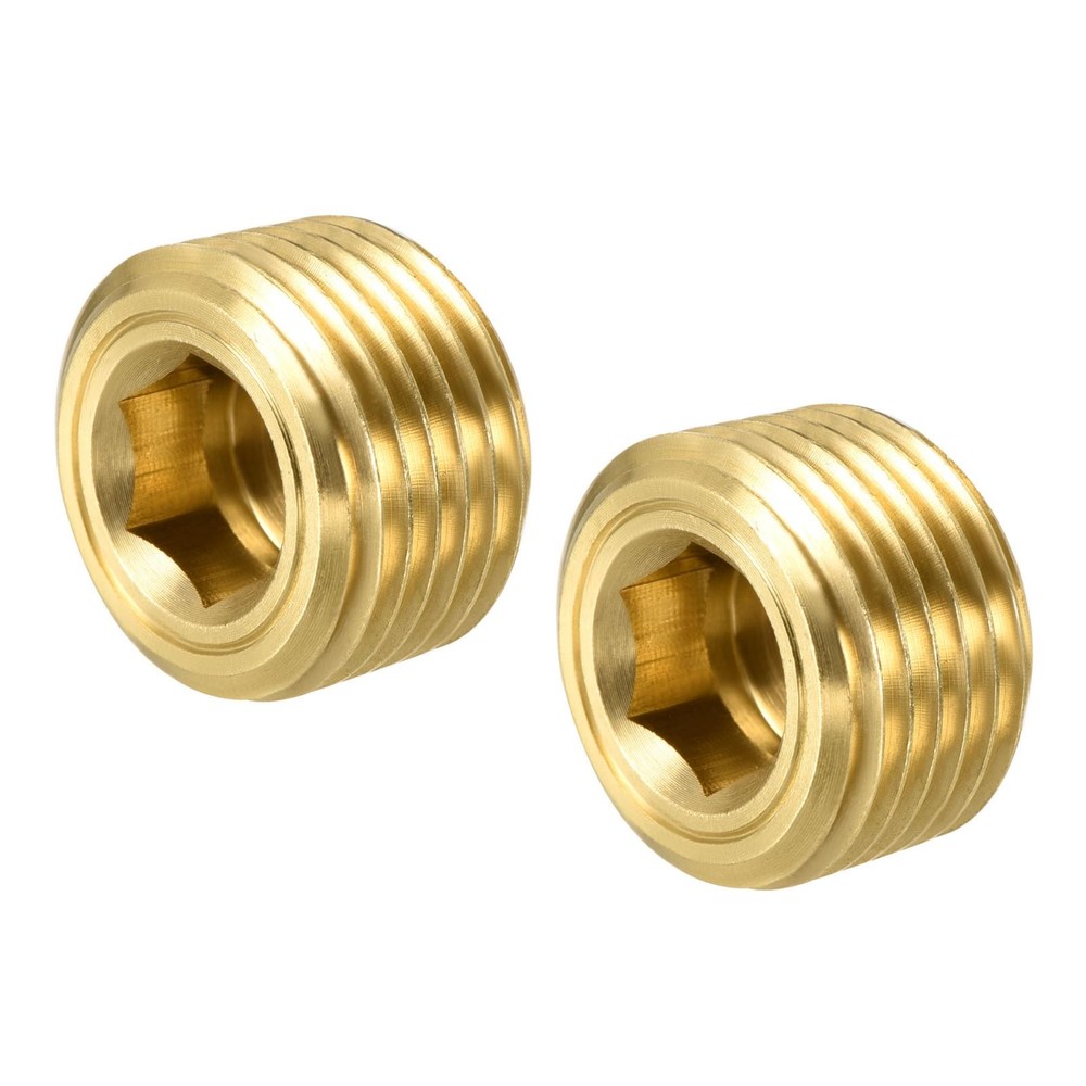 2pcs Brass Pipe Plug 3/8" NPT Male Thread Hex Internal Head Socket Fitting