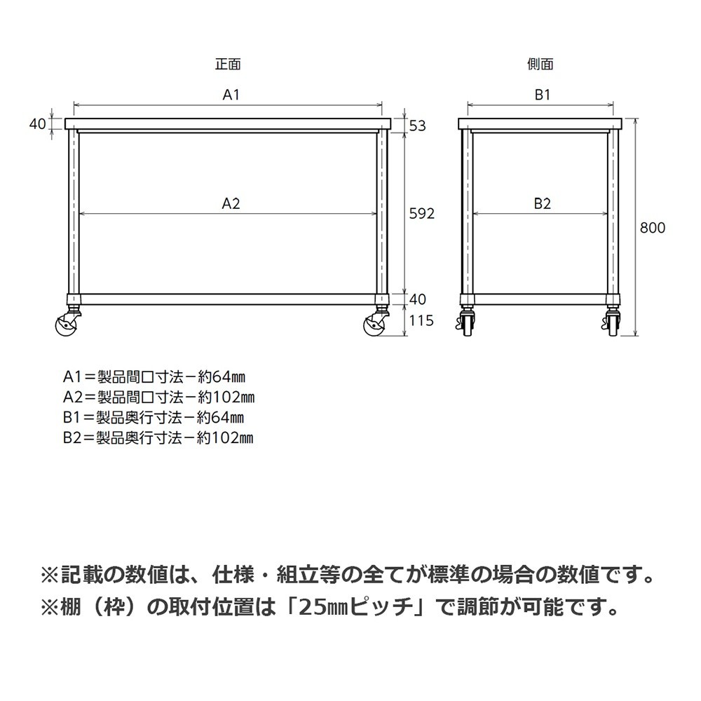 [Shinko] [SUS304] [900×600×800mm] Work Table w/ Casters (Solid Shelf)