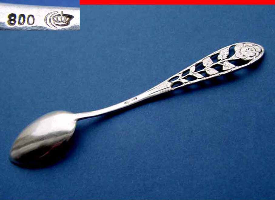 Tea/Coffee Spoon, Rose Decor, 800 Silver B339
