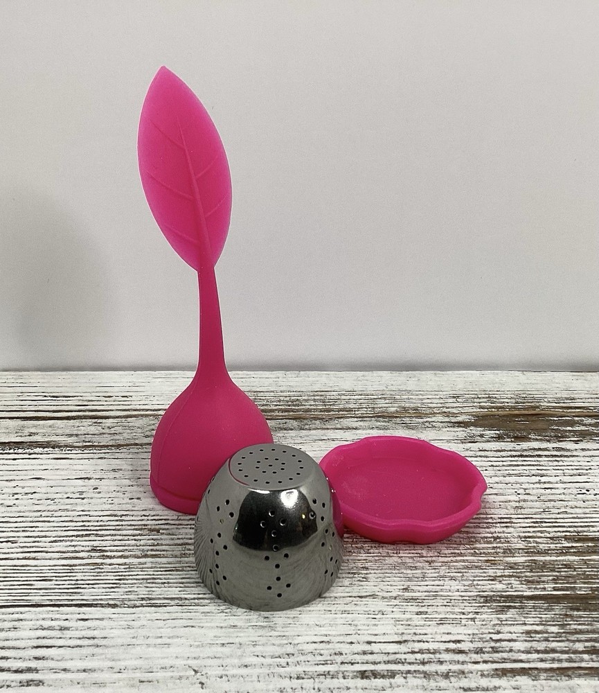 Pink Silicone Leaf Tea Infuser With Stainless Tea Strainer/herbal Spice Filter