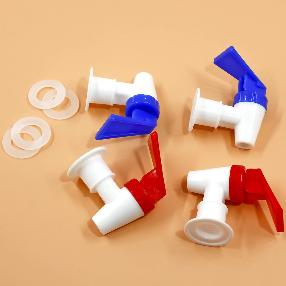 4Pcs Replacement Cooler Faucet 2 Red and 2 Blue Internal Thread Plastic Spigot