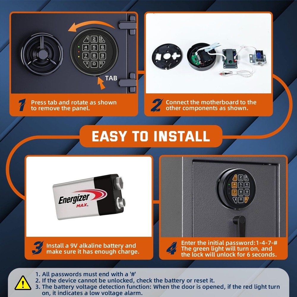 Electronic Safe Lock Replacement Keypad with Solenoid Lock, Gun Safe Lock wit...
