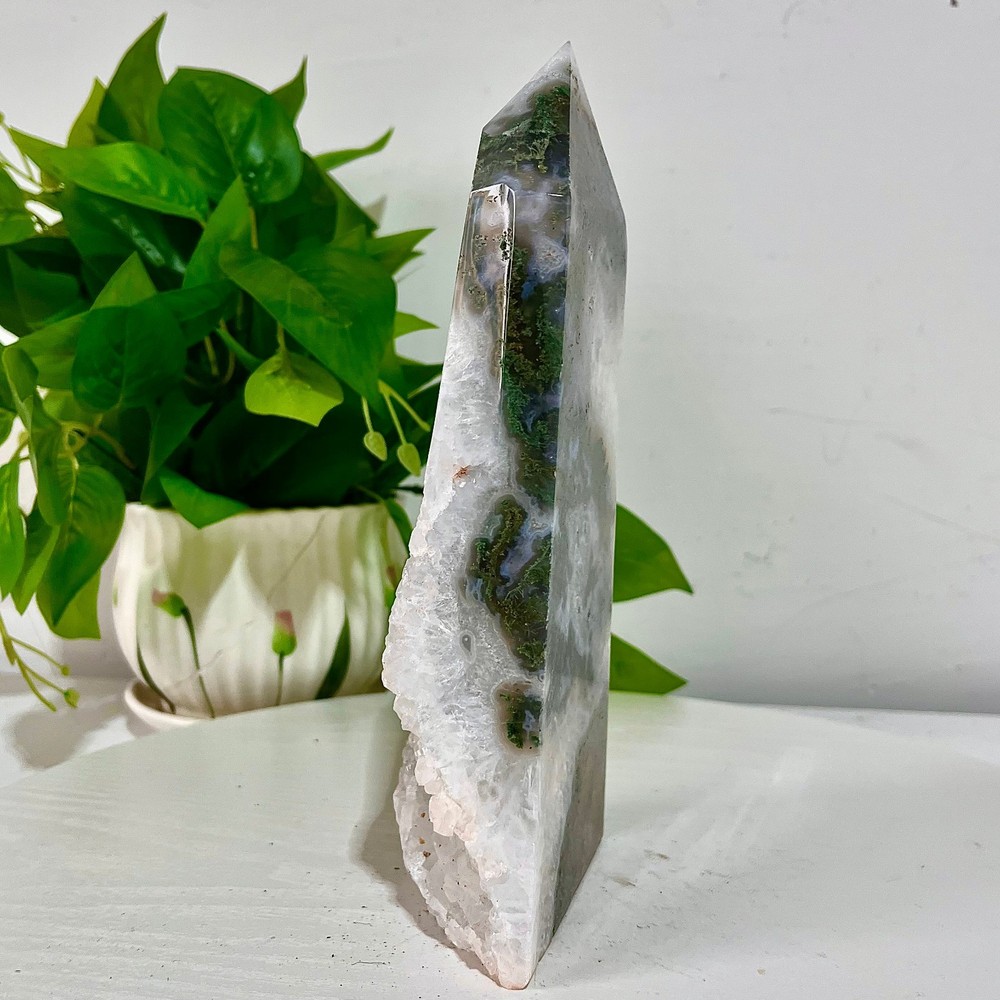 3.54LB Water grass agate wide column obelisk sample column