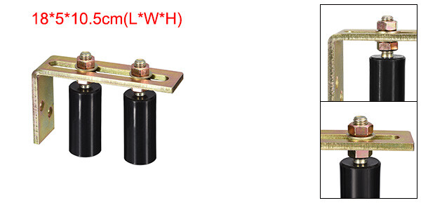 Slide Gate Guide Roller with L Post Bracket 3" Dual Nylon Rollers Black