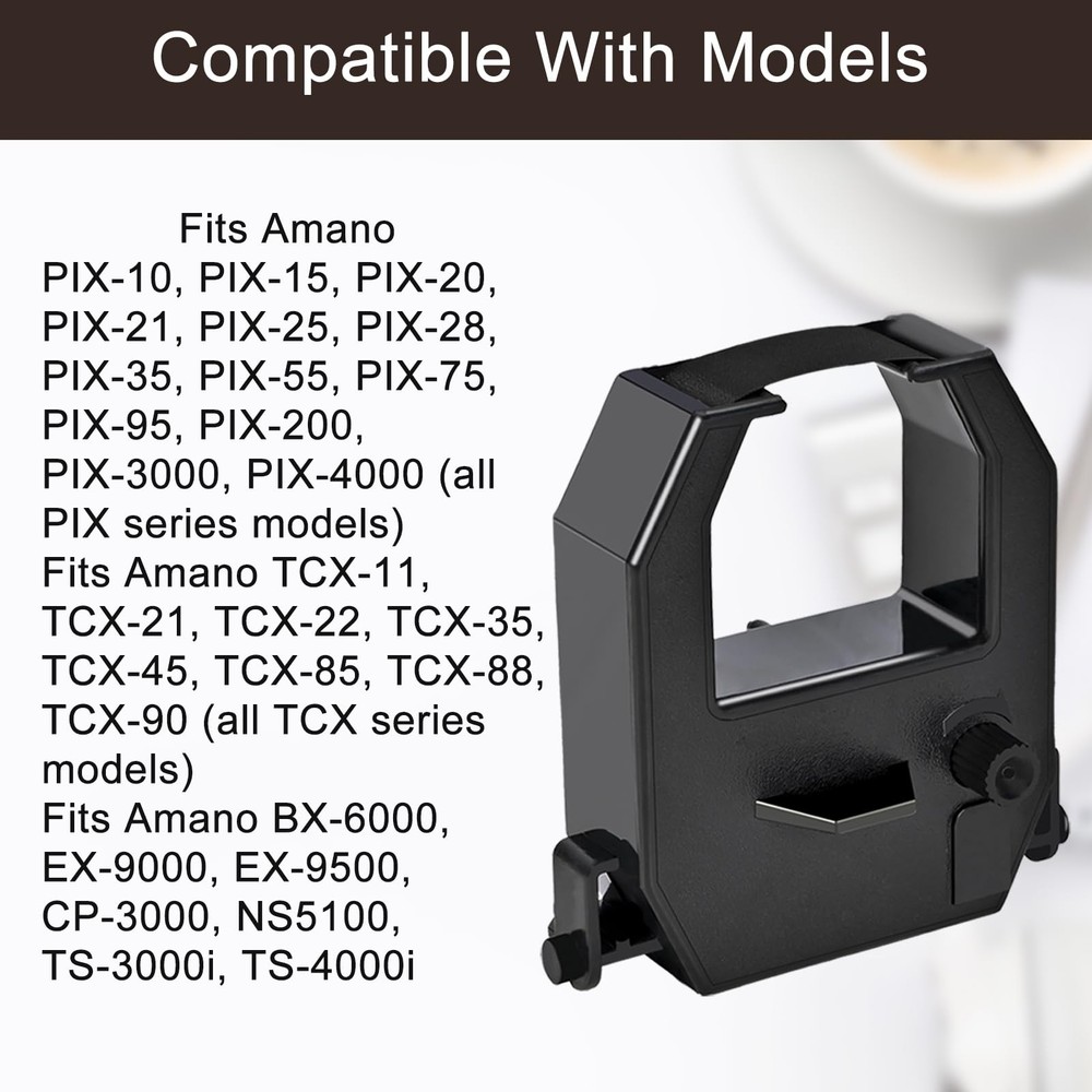 3 Pack Amano Time Clock Ribbon Replacement for PIX/TCX All Models Black