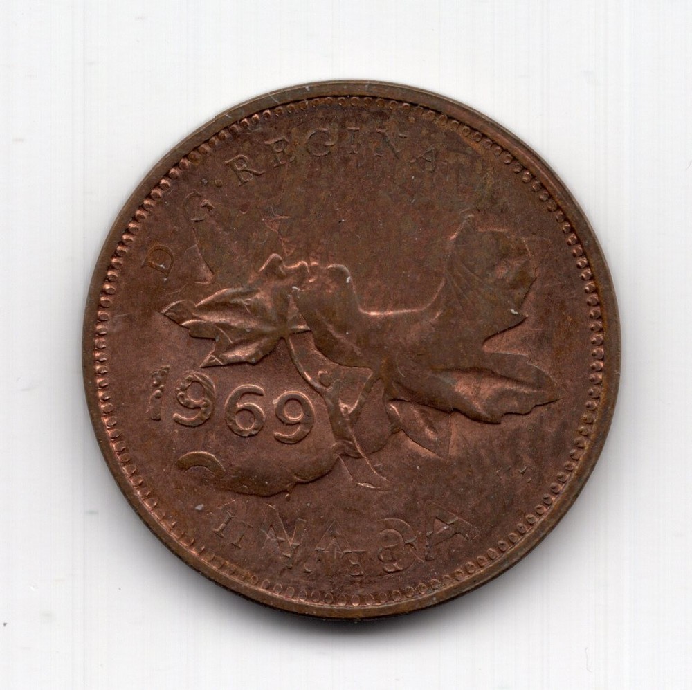 1969 Canada 1 Cent Flip Strike Error Coin