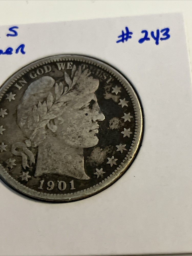 1901 s barber half dollar Vg Plus