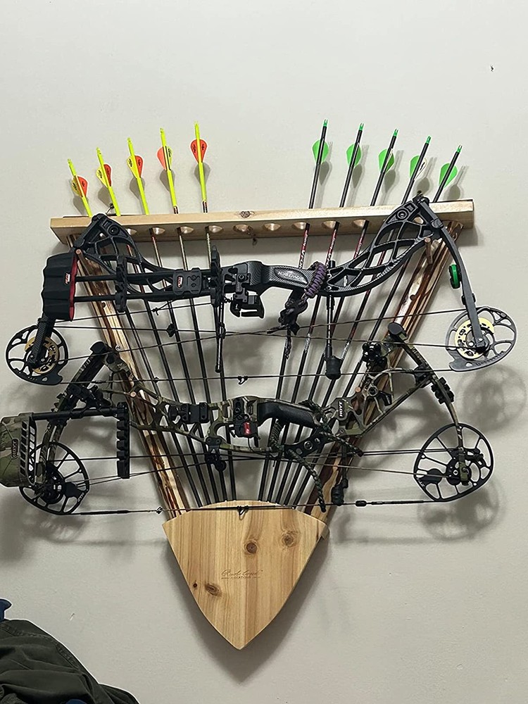 Compound Bow Rack Arrow Wall Mounting Storage Holder Rustic Look Cabin Display