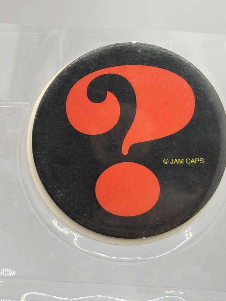 Vintage 1990’s Pog *JAM CAPS Question Mark (?) Black & Red - Blank Back