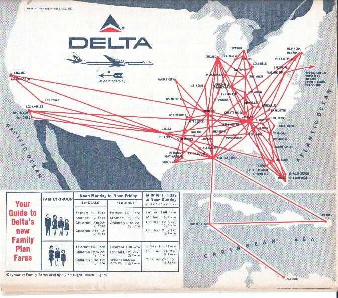 Delta Air Lines timetable 1968/06/01