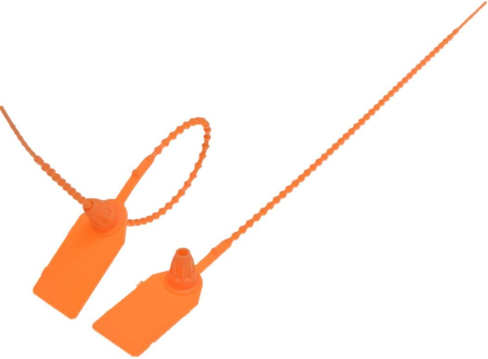 100 Pack Security Seals 9.84" Tamper Proof Pull Tight Tags Numbered Orange