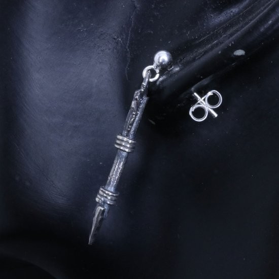 RYU-ZU Nama-Ya Stud Earring (Single) Oxidized Sterling Silver 925
