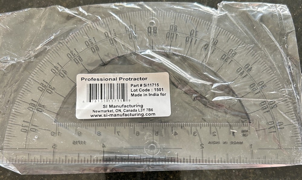 SI Manufacturing Professional Half Circle 6" Protractor
