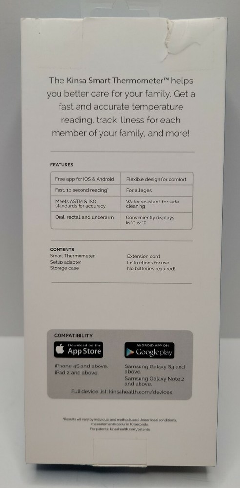 Kinsa Smart Digital Thermometer - KSA004 For iPhone, Android.