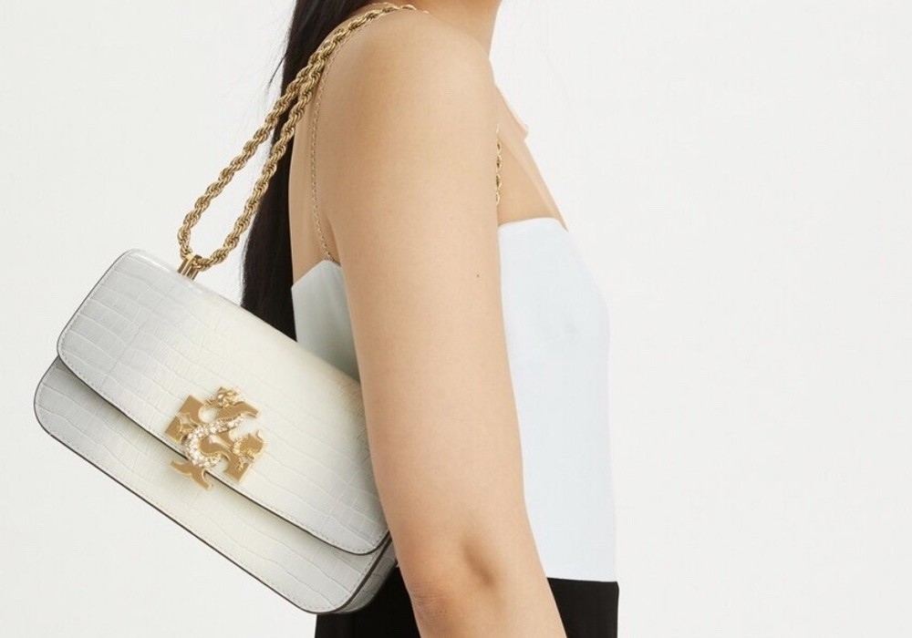 NEW ELEANOR EMBOSSED SHOULDER/CROSSBODY RECTANGULAR BAG Warm White