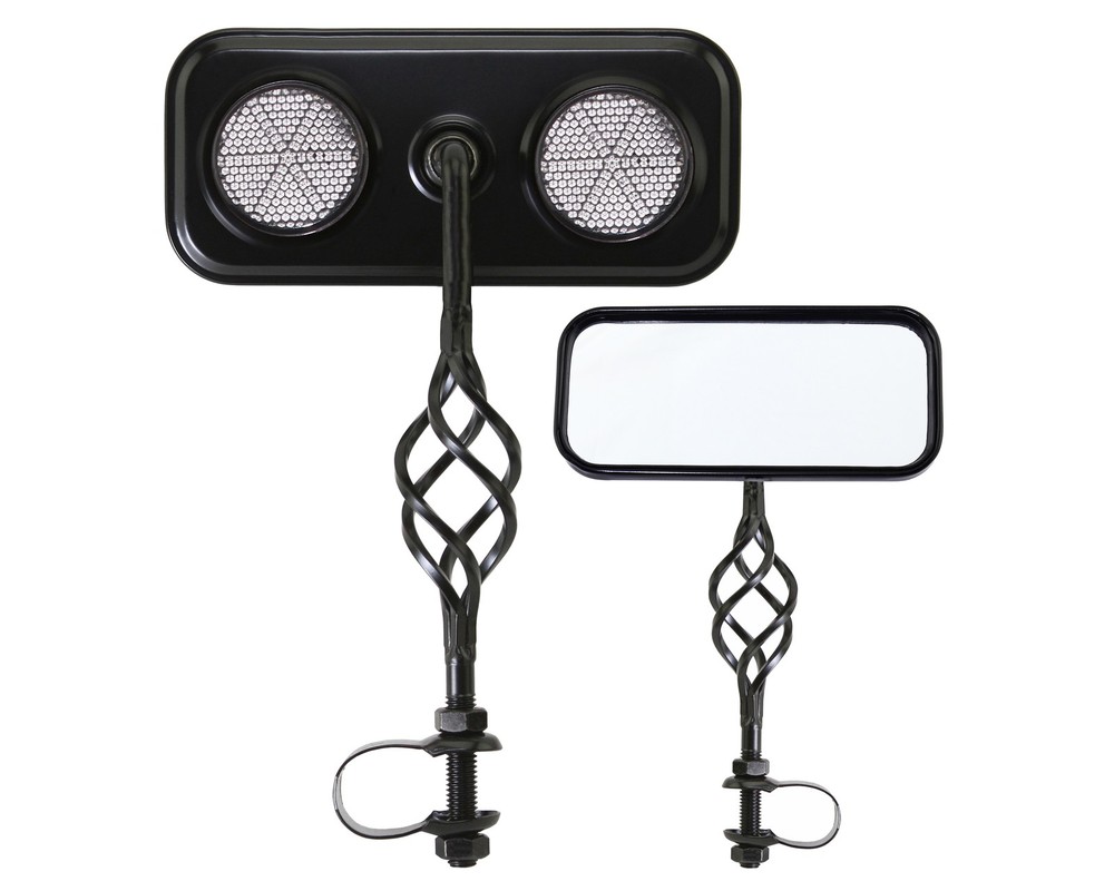Bike Rectangle Cage Mirror Black Black Reflectors.
