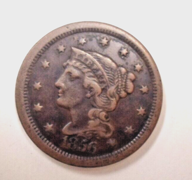 1856 LARGE CENT BRAIDED HAIR NICE CONDITION