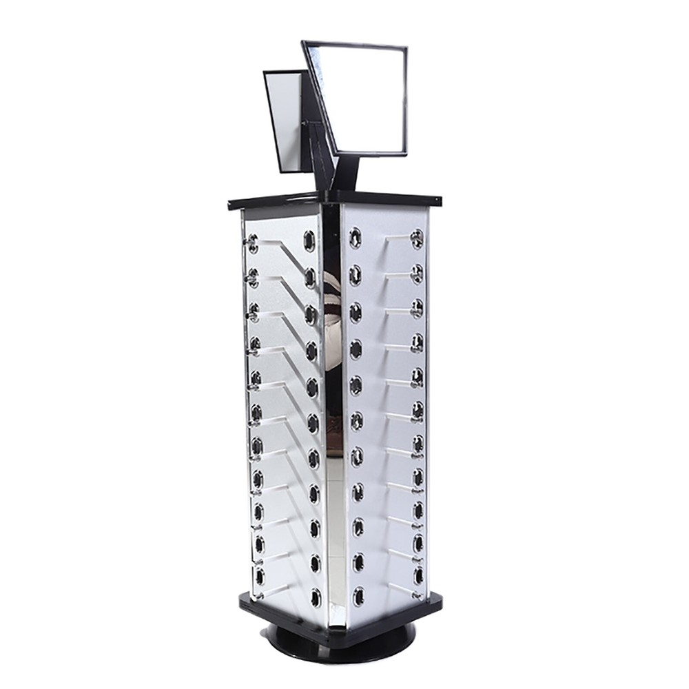 SUNGLASS DISPLAY RACK WITH MIRROR AND SPINNING BOTTOM HOLDS 44 PIECES