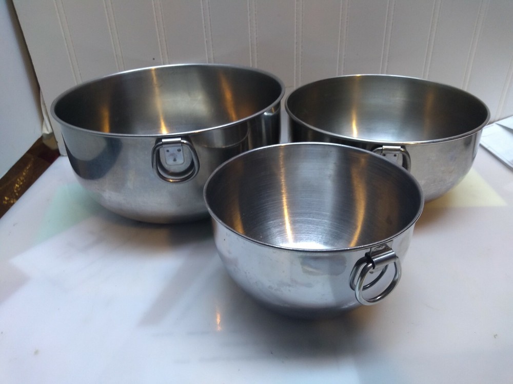 Revere Ware Stainless Bake-ware 3pcs Nesting Mixing Batter Bowl Dish Thumb Ring
