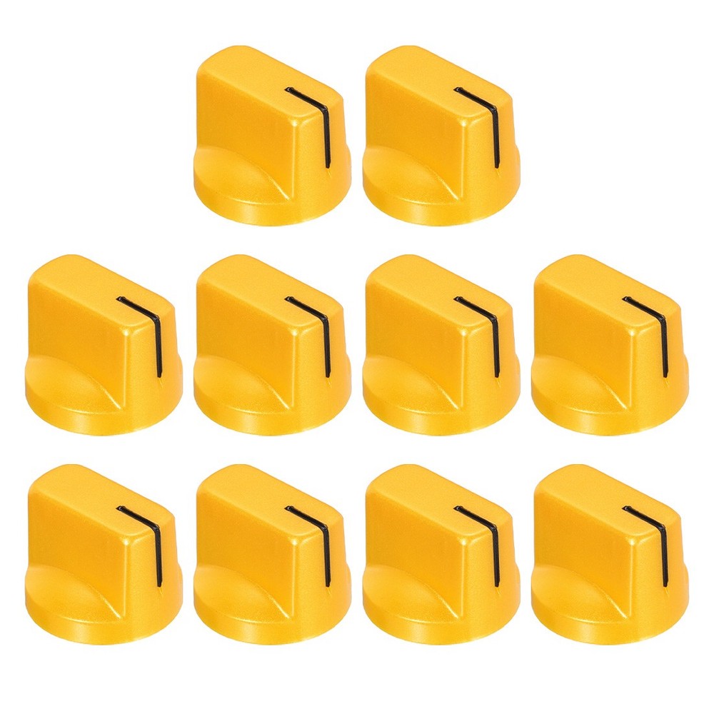 10Pcs 6.4mm Shaft Hole Pedal Knobs Pointer Control Knobs with Set Screw Gold