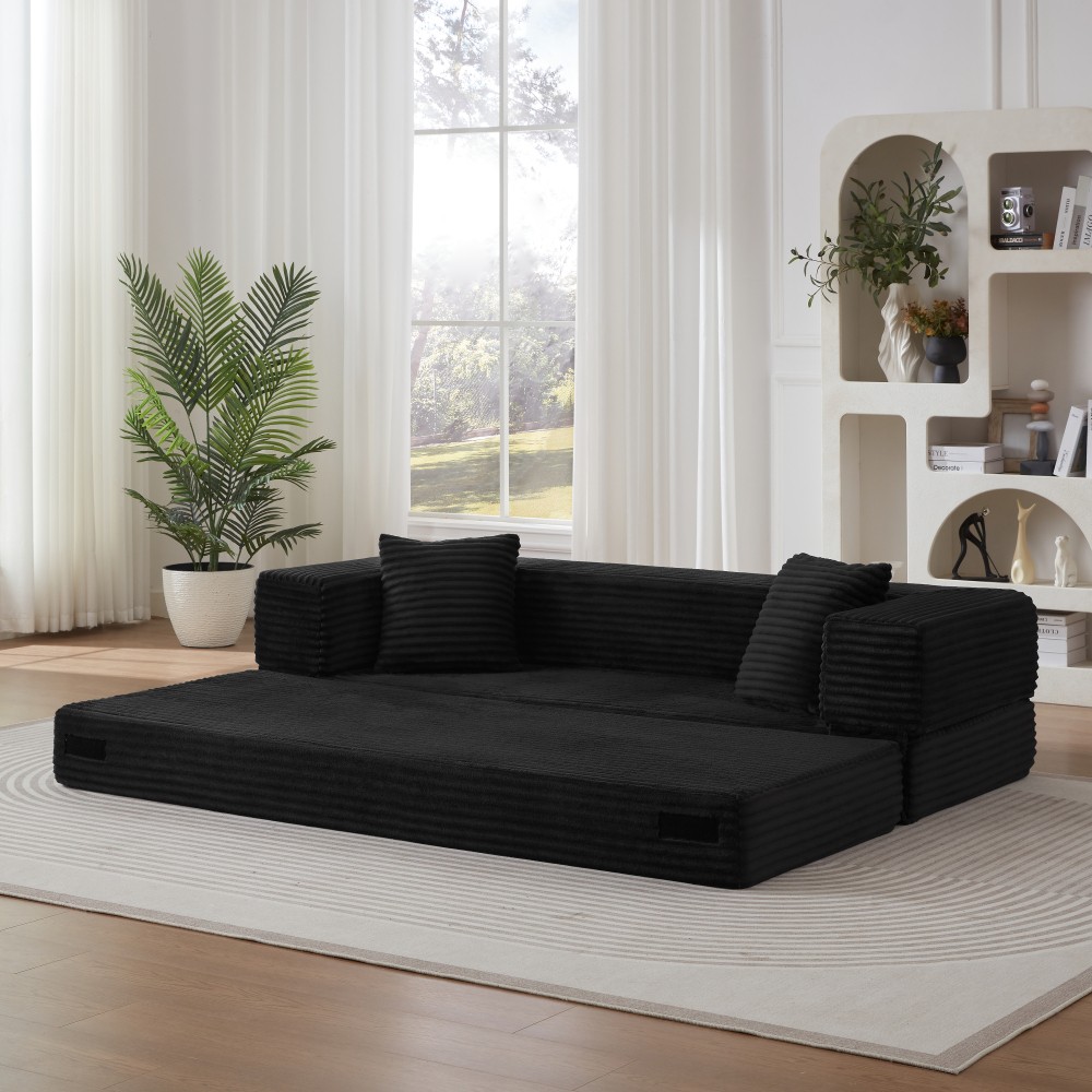 Modern Cord Sofa Classic Square Design, Unique Two-tier Design