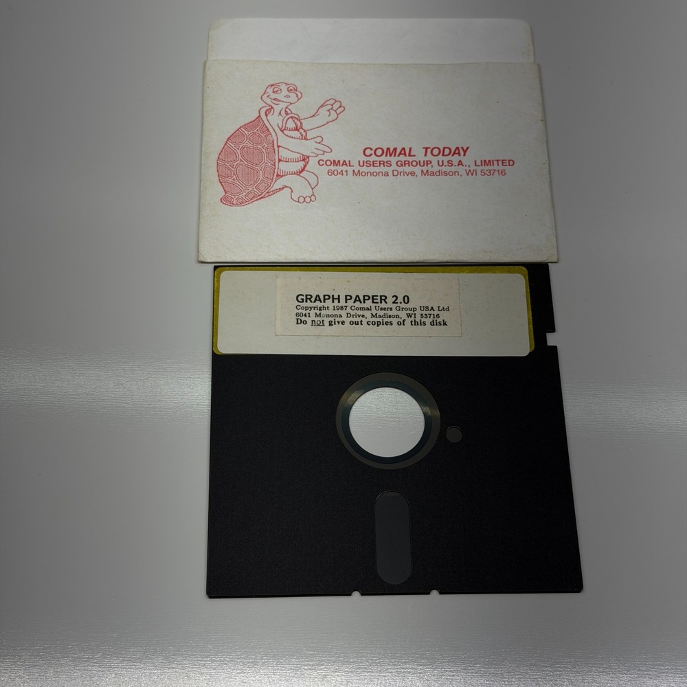 Vintage Commodore 64 Graph Paper 2.0 1987 Comal Users Software 5.25” Floppy Disk