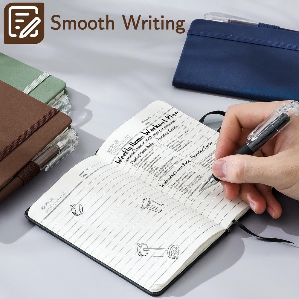 4 Pack Small Notebook Pocket Notebook, A6 Mini Leather Hardcover Journal, 3.7...