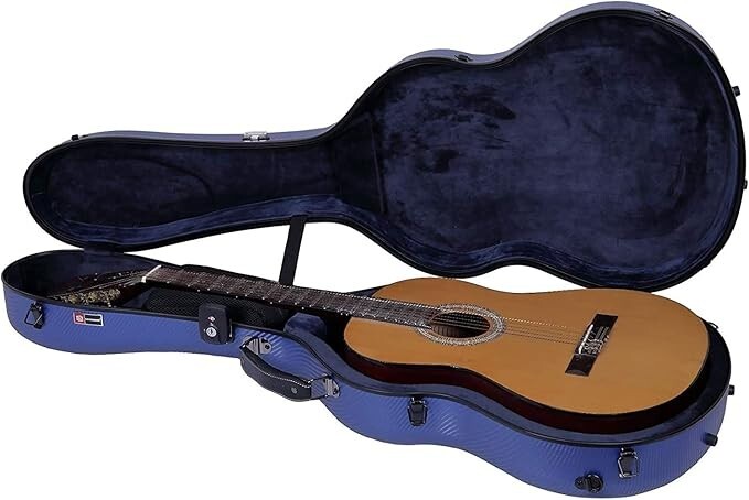 Crossrock Poly Carbon fits 4/4 Classical Guitars, Anti-Scratch Flight Case Blue