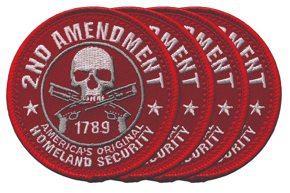 2nd Amendment Patch Red Iron On (4 Pack)