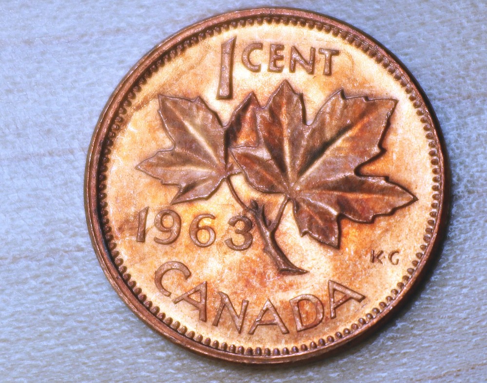 1963 Canada 1 Cent Hanging 3 Unc.