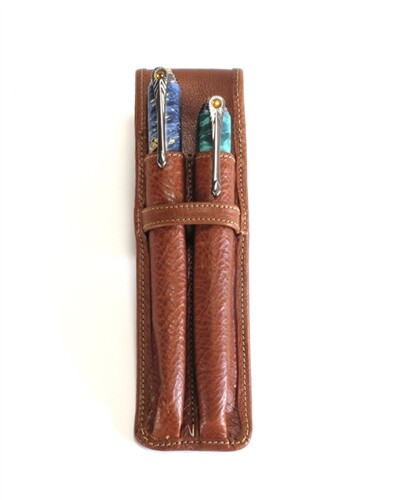 Leather Pen Holster - Tan Double