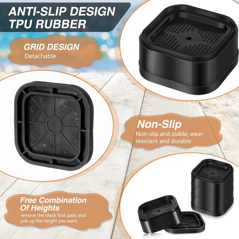 Furniture Risers Adjustable Bed Risers Desk Leg Risers 1.38" Stackable Heavy ...