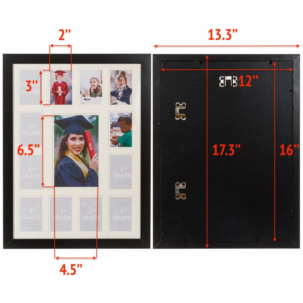 School Years Picture Days Collage Frame with Double White Mat, K-12 Keepsake
