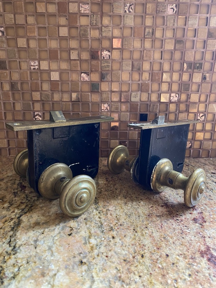 Antique / Vintage 2 Sets Solid Brass Door knob Hardware Set 🔥