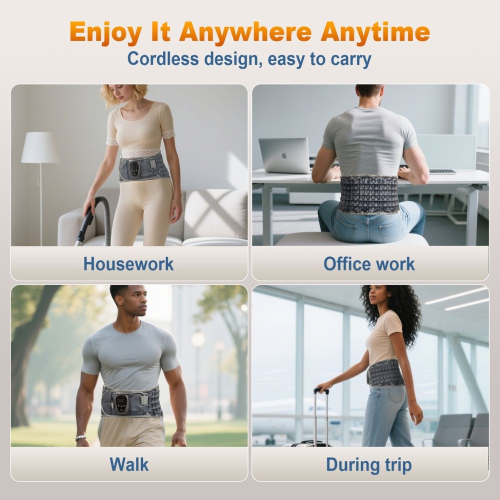 Red Light Heating & Massage Decompression Belt for Lower Back Pain Relief