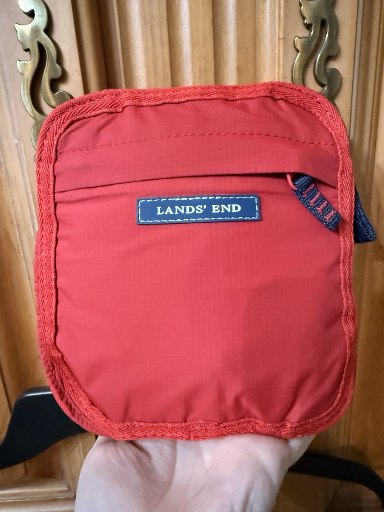 Lands End Packable Backpack Red Blue Black Lightweight Ripstop Nylon Travel Bag