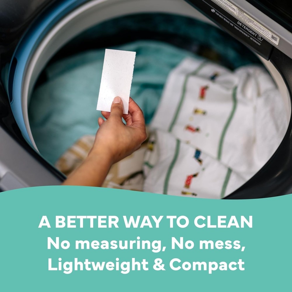 Compact Unscented Dry Laundry Detergent Sheets – 32 Load Eco-Friendly Packs