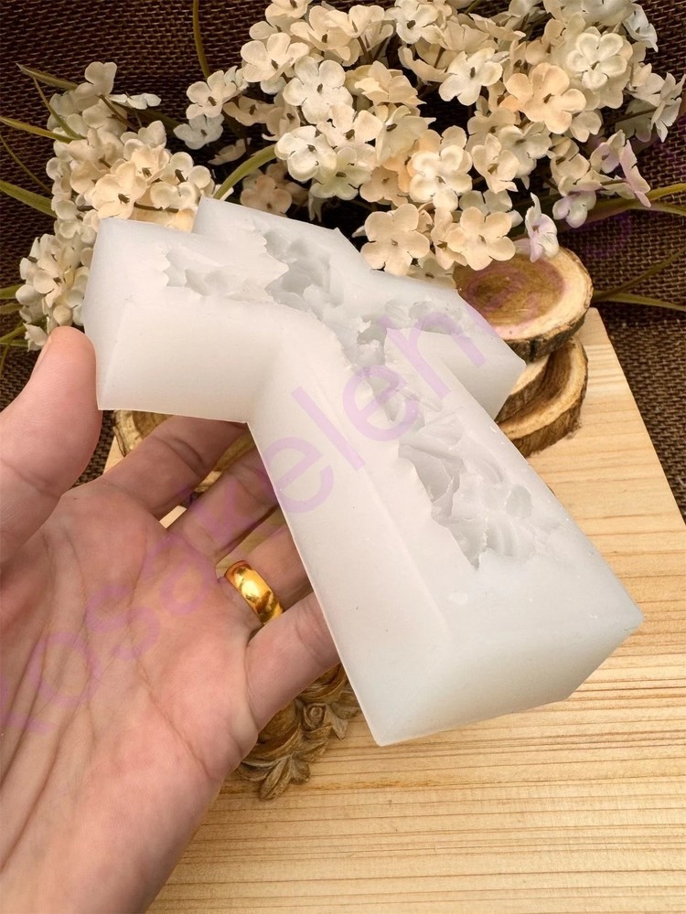 Roses cross handmade silicone mold for crafts