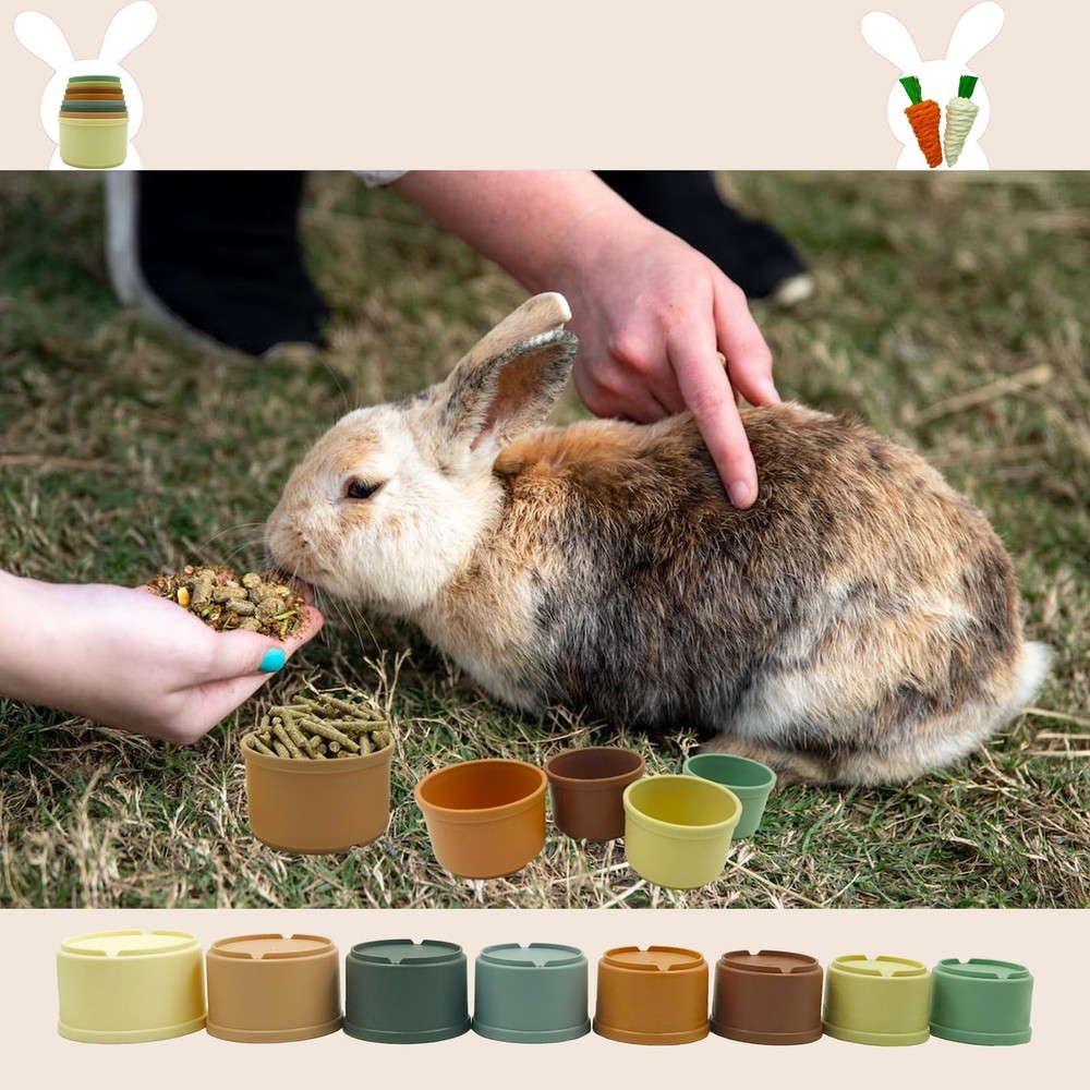 8 Pcs Stacking Cups for Rabbits -2pcs Rabbit Toys Radish- Different Sizes and...