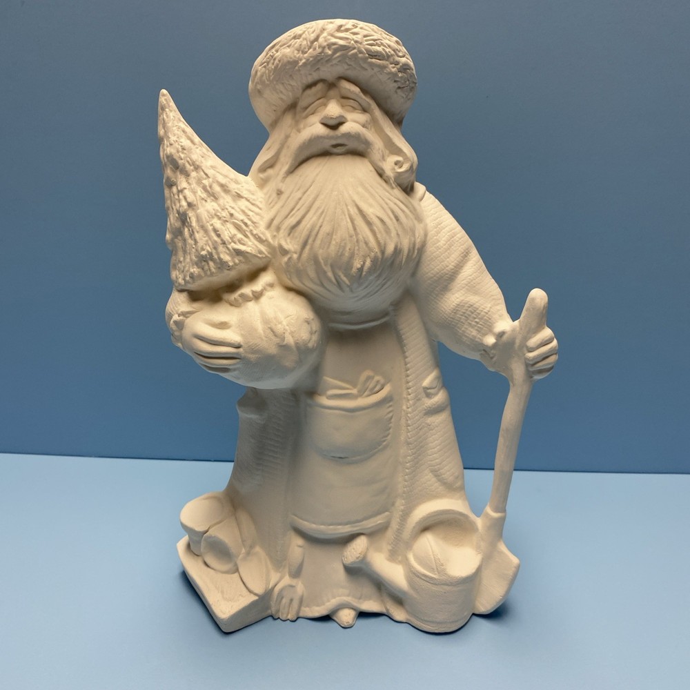 Ceramic Bisque Gare Tree Planting Santa Ready To Paint