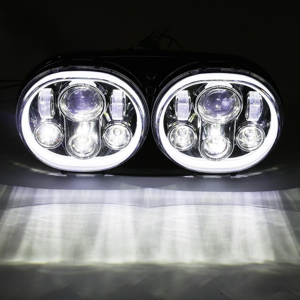 For Harley Road Glide 2004-13 Chrome Dual Projector LED Headlight