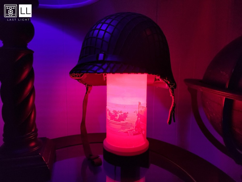 D-Day Lamp & Helmet Display - 3D Printed Lithophane - Customizable!
