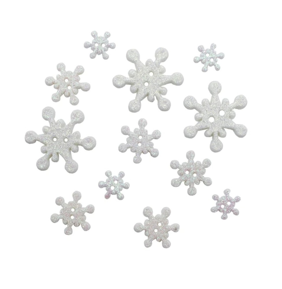 Buttons Galore Assorted WINTER Theme Buttons And Embellishments 6 pc