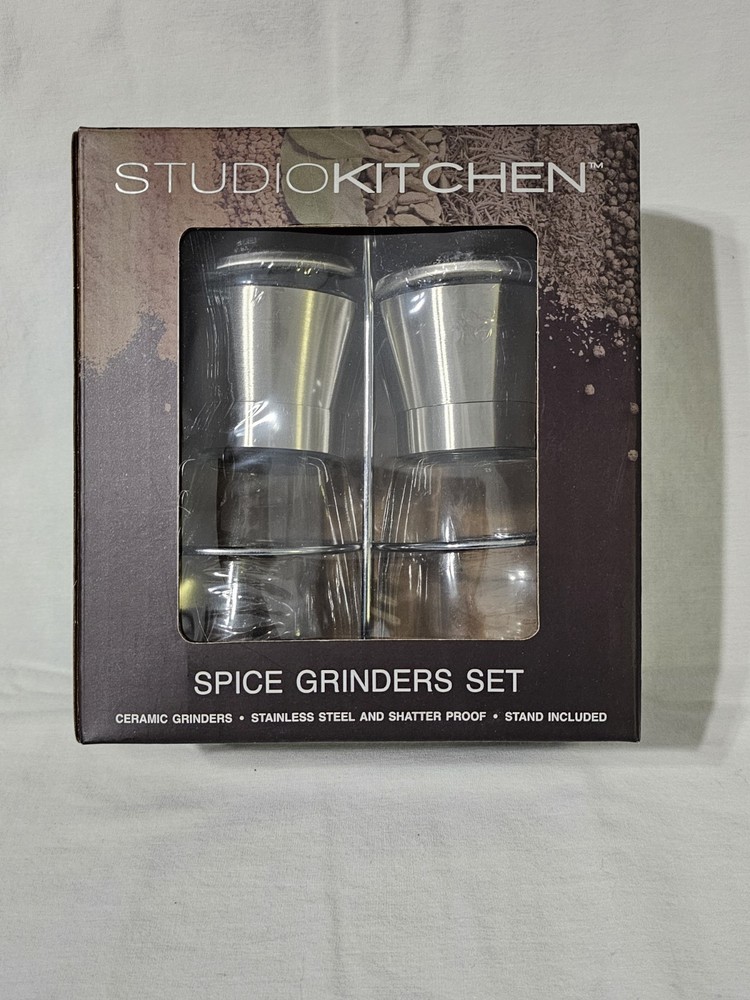 Studio Kitchen Spice Grinders Set Stainless Steel Construction, Ceramic Grinders
